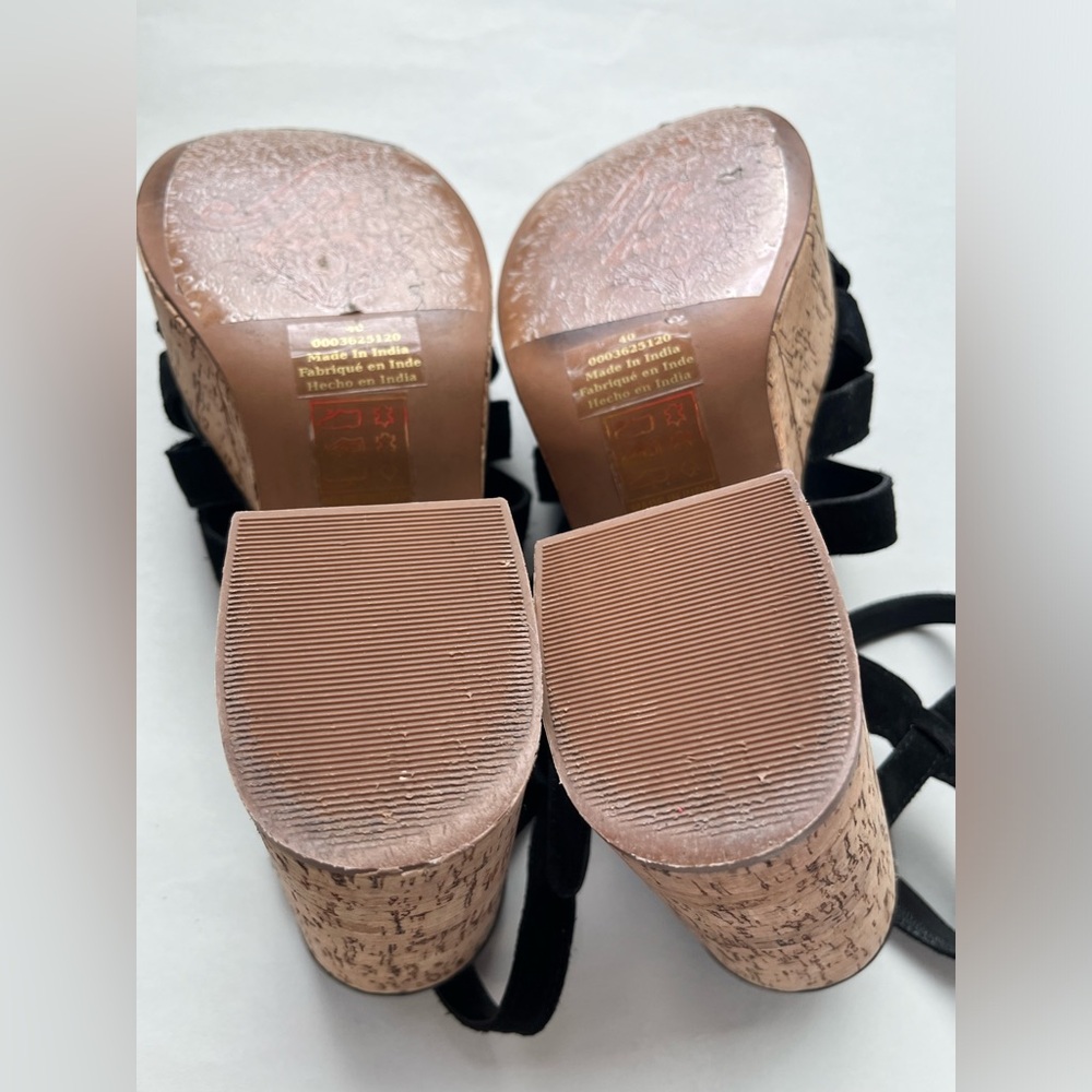Free People Lisbon Black Suede Platform Sandals Sz. 40 - Picture 10 of 11
